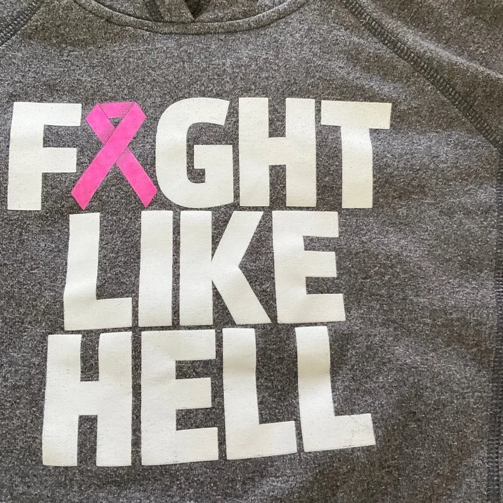 Adidas Ultimate Gray Hoodie "Fight Like Hell" Cancer Small - Picture 4 of 9
